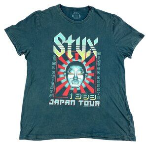 Styx 1983 Japan Tour Mens Mr Roboto Green Reprint T-Shirt Sz XL